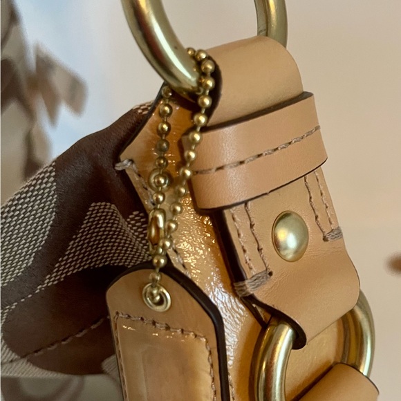 COACH SIGNATURE SLIM CARLY HANDBAG Brown and Tan - Picture 3 of 10